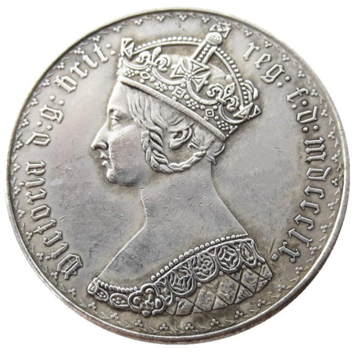 GREAT BRITAIN 1860 Victoria 1 Florin Silver Plated Copy Coin