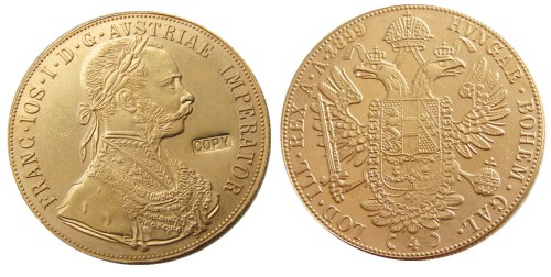 Austria 1899 Habsburg 4 Ducats - Franz Joseph I Diameter 40MM.22g Real Gold-Plated Coins COPY