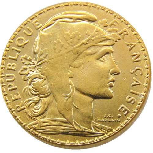 France 1911 20 Francs Rooster Gold Plated Copy Coin