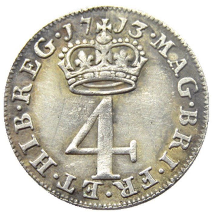 UK Queen Anne 4 Pence 1710/1713 beautiful 301 years old Silver Plated Copy Coin