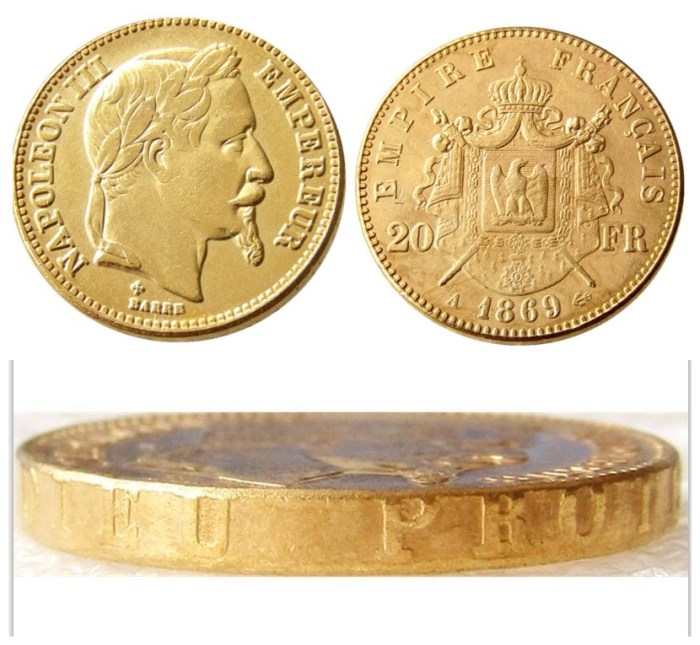 France Napoleon 20 France 1869A Gold Plated Copy Coin