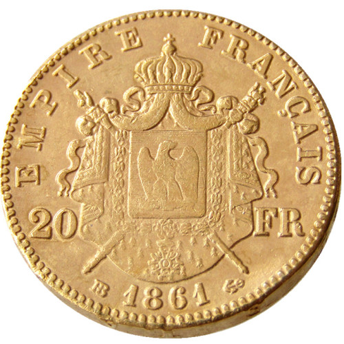 France Napoleon 20 France 1861B Gold Plated Copy Coin