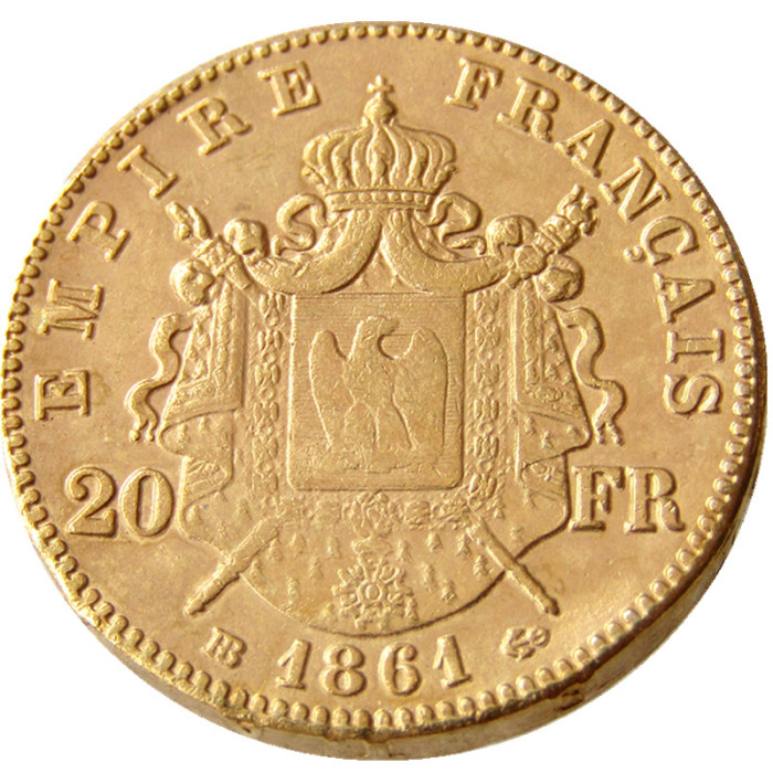 France Napoleon 20 France 1861B Gold Plated Copy Coin