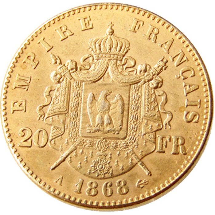 France Napoleon 20 France 1868A Gold Plated Copy Coin