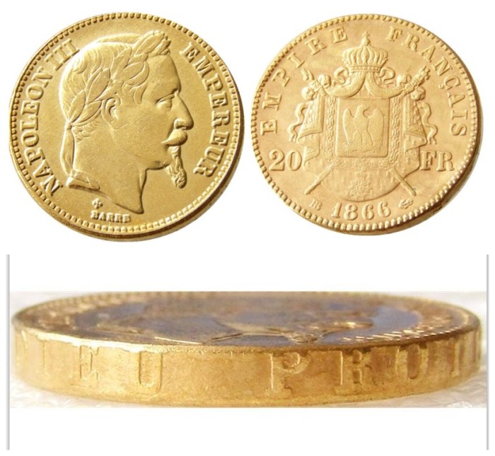 France Napoleon 20 France 1866B Gold Plated Copy Coin