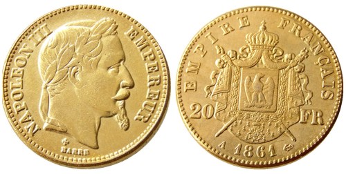 France Napoleon 20 France 1861A Gold Plated Copy Coin