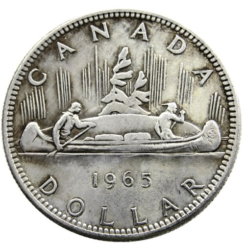 Canada 1 Dollar 1965 ELIZABETH II DEI GRATIA REGINA (1st portrait) Canadian Dollar Silver Plated Copy Coins