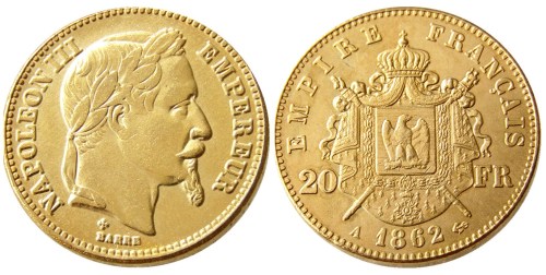 France Napoleon 20 France 1862A Gold Plated Copy Coin