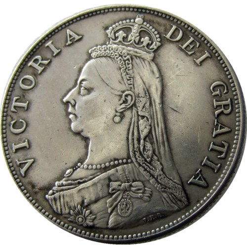 UF(04)GREAT BRITAIN, Victoria Double Florin 1890 Silver Plated Copy Coin