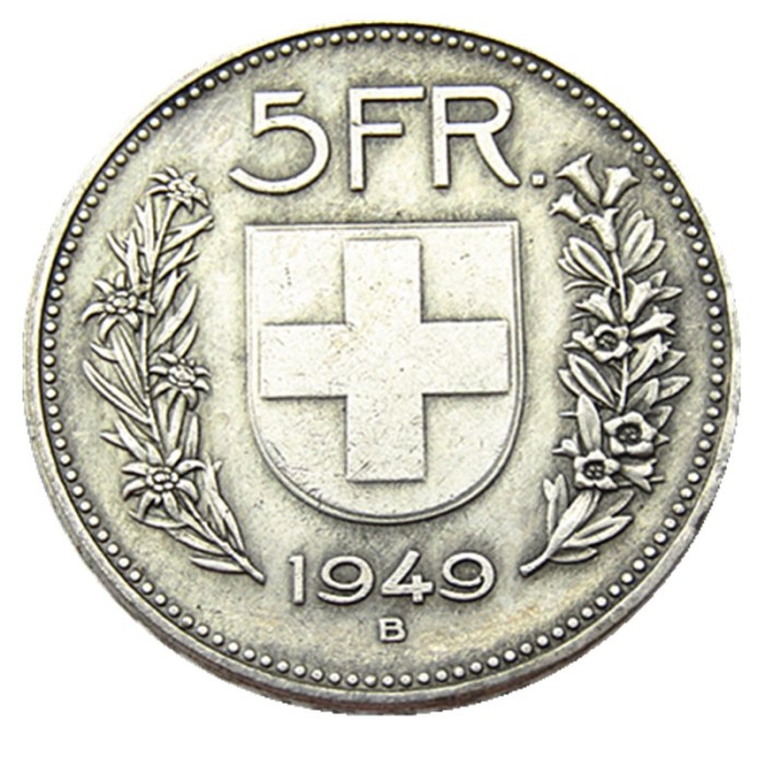 Hobo 1949 Switzerland (Confederation) 5Francs（5Franken）Silver Plated Copy Coin(31.45mm)