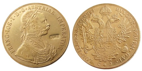 Austria 1883 Habsburg 4 Ducats - Franz Joseph I Diameter 40MM.22g Real Gold-Plated Coins COPY