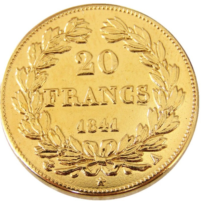 France Louis-Philippe 1841A 20 France Gold Plated Copy Coin