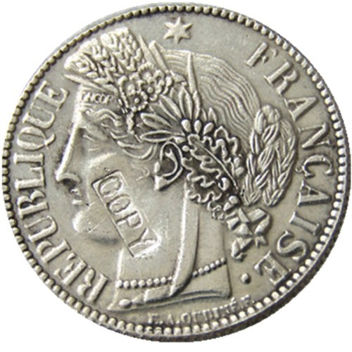 France 1 Franc 1849K Silver Plated Copy Coins
