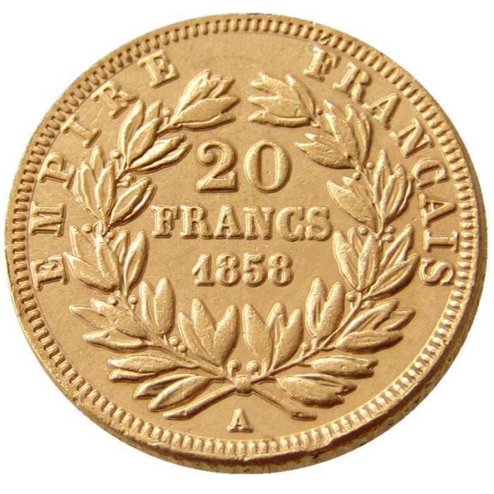 France Napoleon 20 France 1858A Gold Plated Copy Coin