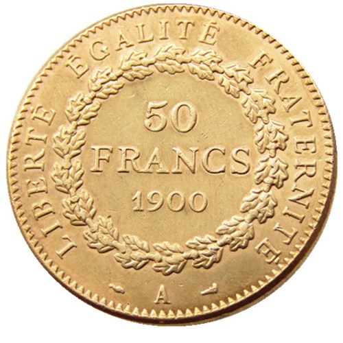 France 1900A 50 Francs Gold Plated Copy Coin