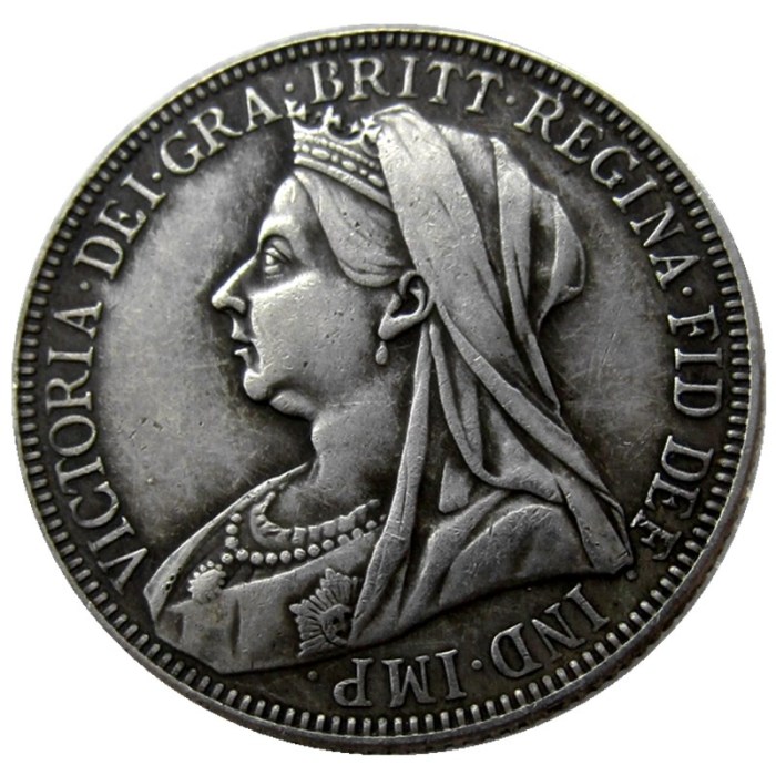 Full Set (1893-1901) 9pcs Queen Victoria Great Britain Silver 1 Florin Silver Plated Copy Coins
