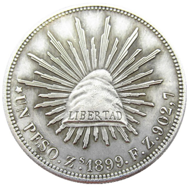Mexico 1899 1 Peso Silver Plated Copy Coins