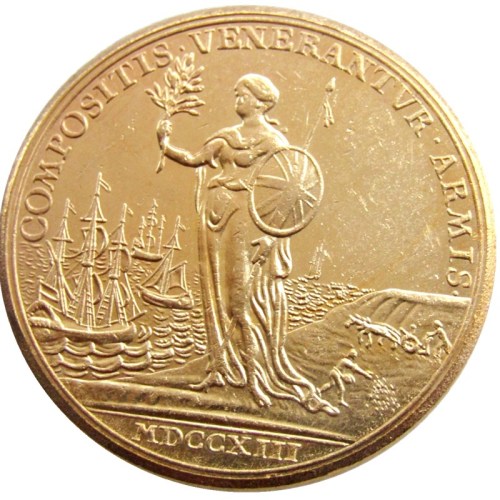 UK 1713 Queen Anne and the Peace of Utrecht Gold Plated Copy Coins
