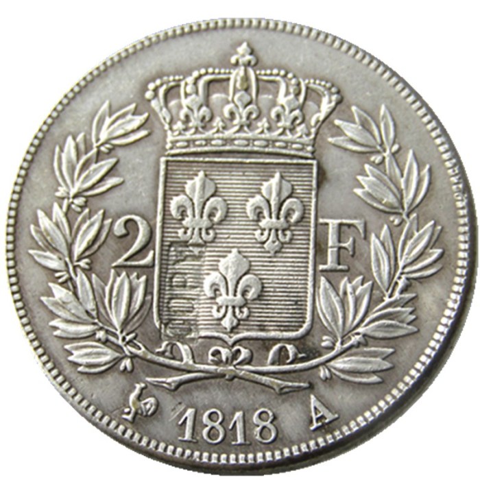 France 1818A 2Francs Silver Plated Copy Coins
