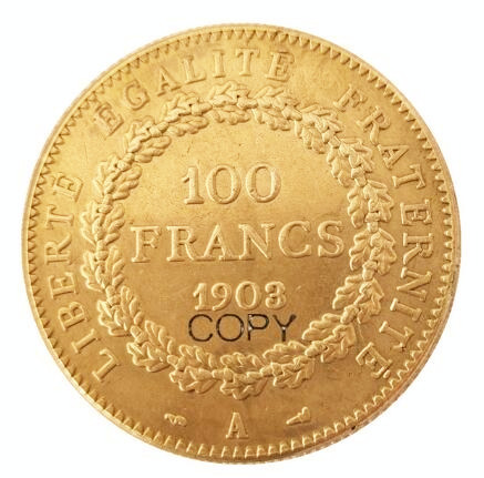 France 1903A Third Republic 100 Francs Gold Plated Copy Decorate Coin