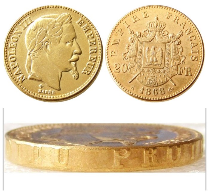 France Napoleon 20 France 1868A Gold Plated Copy Coin