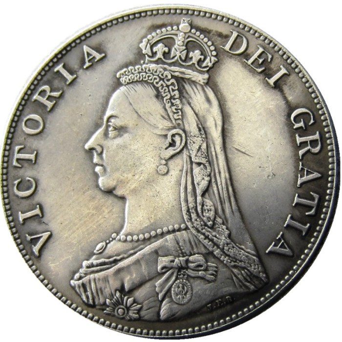 UF(01)GREAT BRITAIN, Victoria Double Florin 1887 Silver Plated Copy Coin
