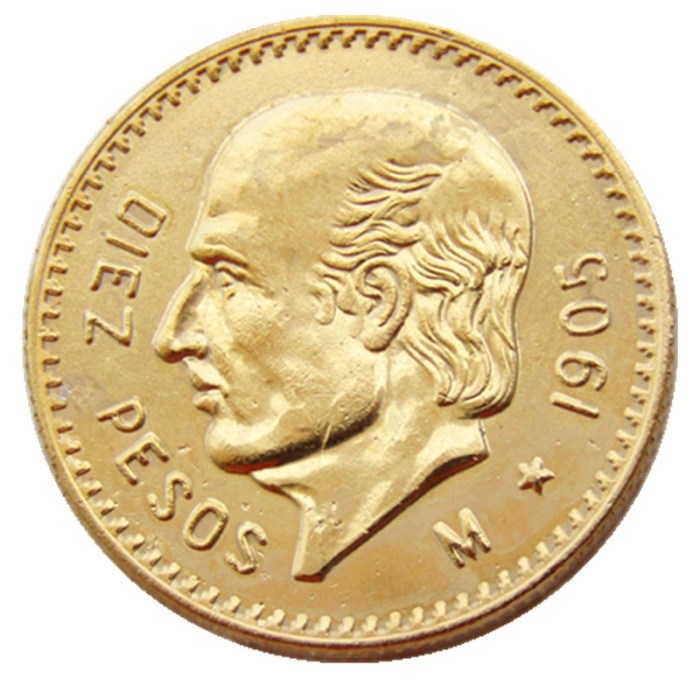 1905 Mexico 10 Pesos Gold Plated Copy Coin