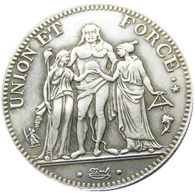 France 5 Francs LAN 4 Silver Plated Copy Coin