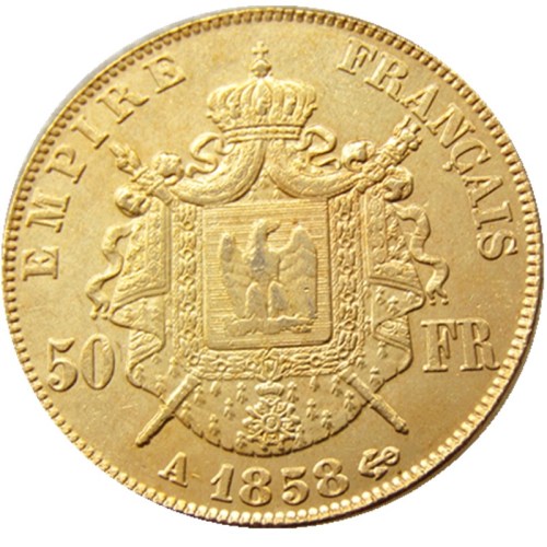 France 1858A/B 50 Francs Gold Plated Copy Coin