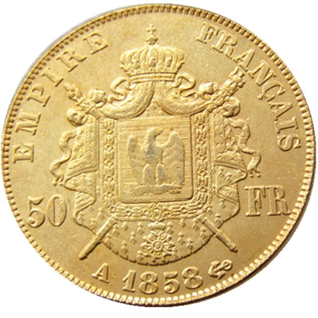 France 1858A/B 50 Francs Gold Plated Copy Coin