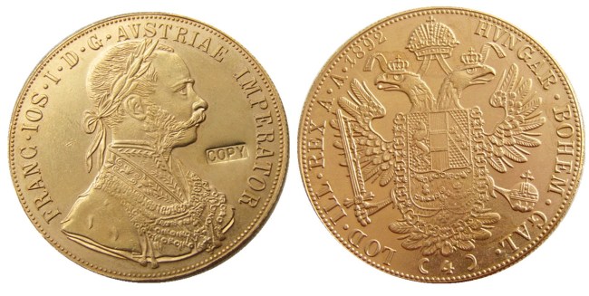 Austria 1892 Habsburg 4 Ducats - Franz Joseph I Diameter 40MM.22g Real Gold-Plated Coins COPY