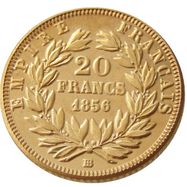 France Napoleon 20 France 1856B Gold Plated Copy Coin