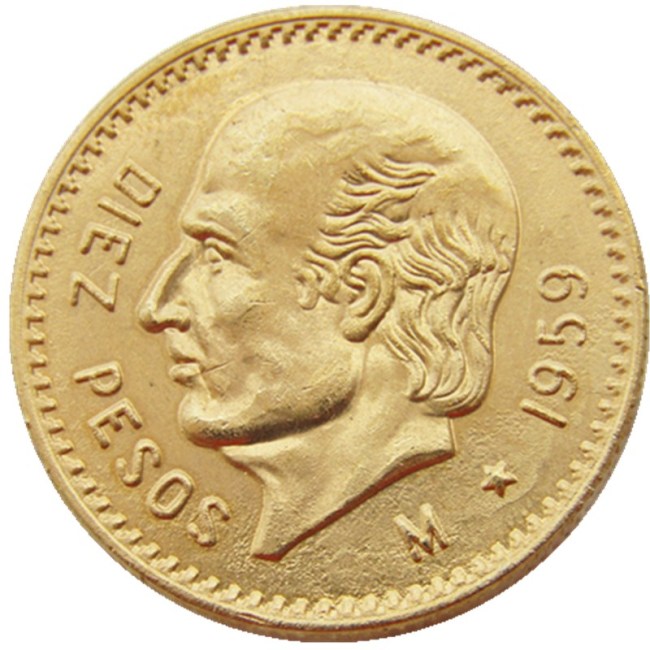 1959 Mexico 10 Pesos Gold Plated Copy Coin