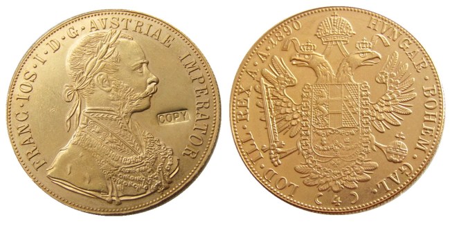 Austria 1890 Habsburg 4 Ducats - Franz Joseph I Diameter 40MM.22g Real Gold-Plated Coins COPY