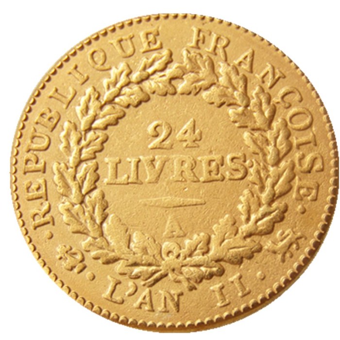 France 1793A 24LIVRES Gold Plated Copy Coins