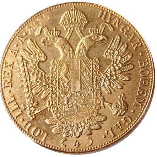100pcs/lot Austria 1915 Different Dates Habsburg 4 Ducats - Franz Joseph I Diameter 40MM.13.5-13.9g Real Gold-Plated Coins COPY