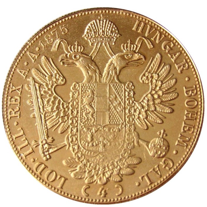 Austria 1875 Habsburg 4 Ducats - Franz Joseph I Diameter 40MM.22g Real Gold-Plated Coins COPY
