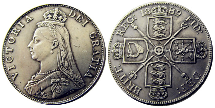 UF(03)GREAT BRITAIN, Victoria Double Florin 1889 Silver Plated Copy Coin