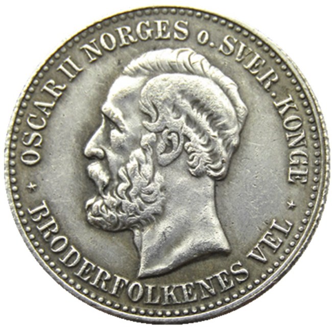 Norway 1 Kroner 1888 Silver Foreign Coin Silver Plated Copy Coins