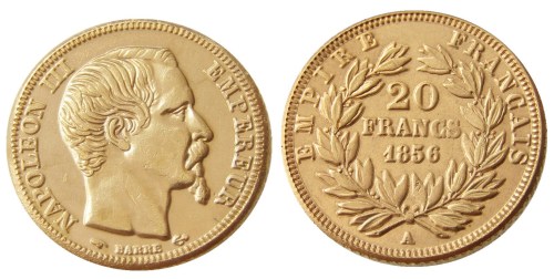 France Napoleon 20 France 1856D Gold Plated Copy Coin