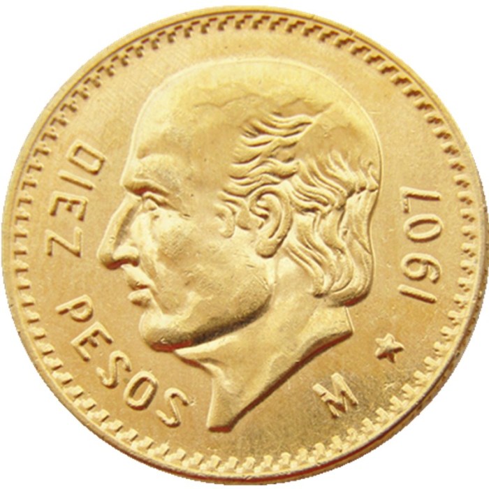 1907 Mexico 10 Pesos Gold Plated Copy Coin