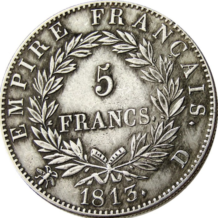 France 5 Francs 1813A-T 12pcs Different Mintmark Silver Plated Copy Coins