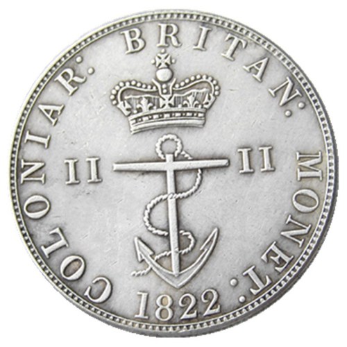 UF(22) ANCHOR MONEY - 1822 British West Indies half Dollar Silver Plated Copy COIN