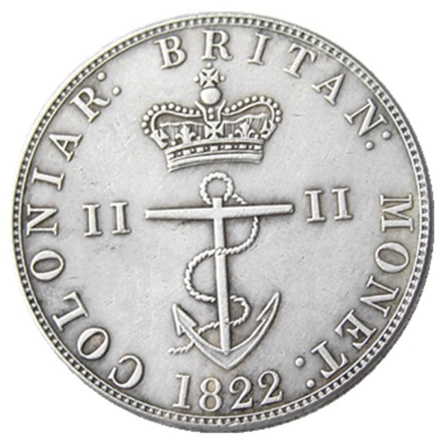 UF(22) ANCHOR MONEY - 1822 British West Indies half Dollar Silver Plated Copy COIN
