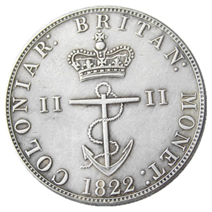 UF(22) ANCHOR MONEY - 1822 British West Indies half Dollar Silver Plated Copy COIN