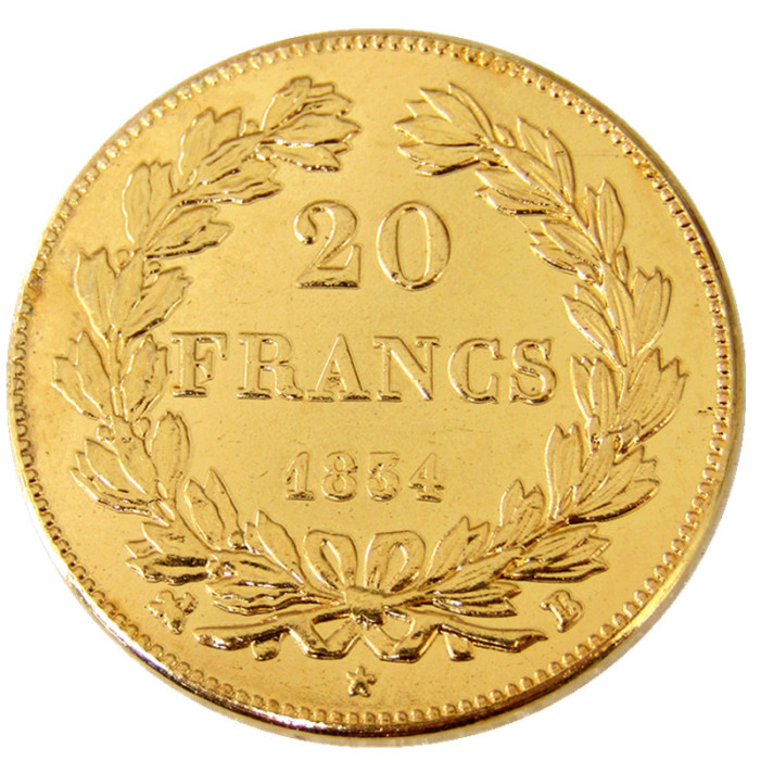 France Louis-Philippe 1834B 20 France Gold Plated Copy Coin
