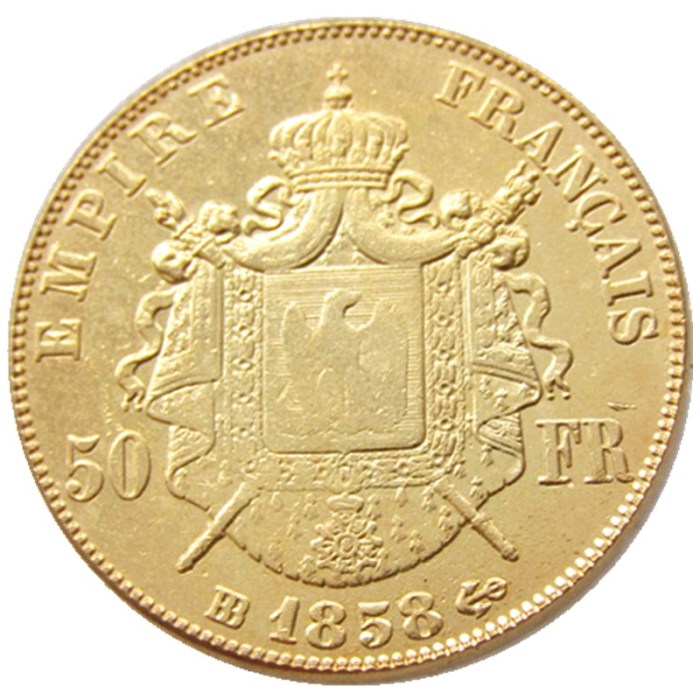 France 1858A/B 50 Francs Gold Plated Copy Coin