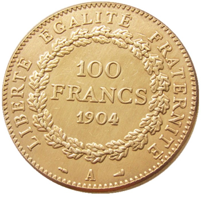 France 1904A Third Republic 100 Francs Gold Plated Copy Decorate Coin
