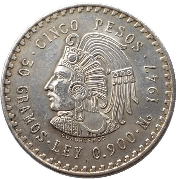 Uncirculated 1947/1948 Mexico 5 Pesos Silver Foreign Copy Coins