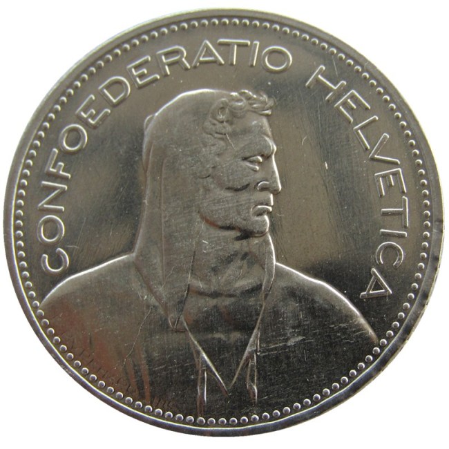 1949 Switzerland (Confederation) 5Francs（5Franken）Nickel Copy Coin(31.45mm)